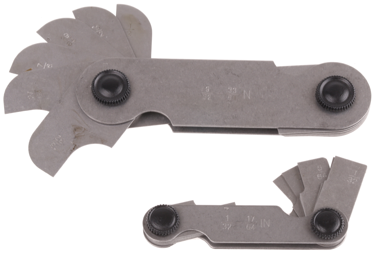RS PRO Radius Gauge Set Imperial 16 Blades 0.015625 in 0.52 in 0.04 in
