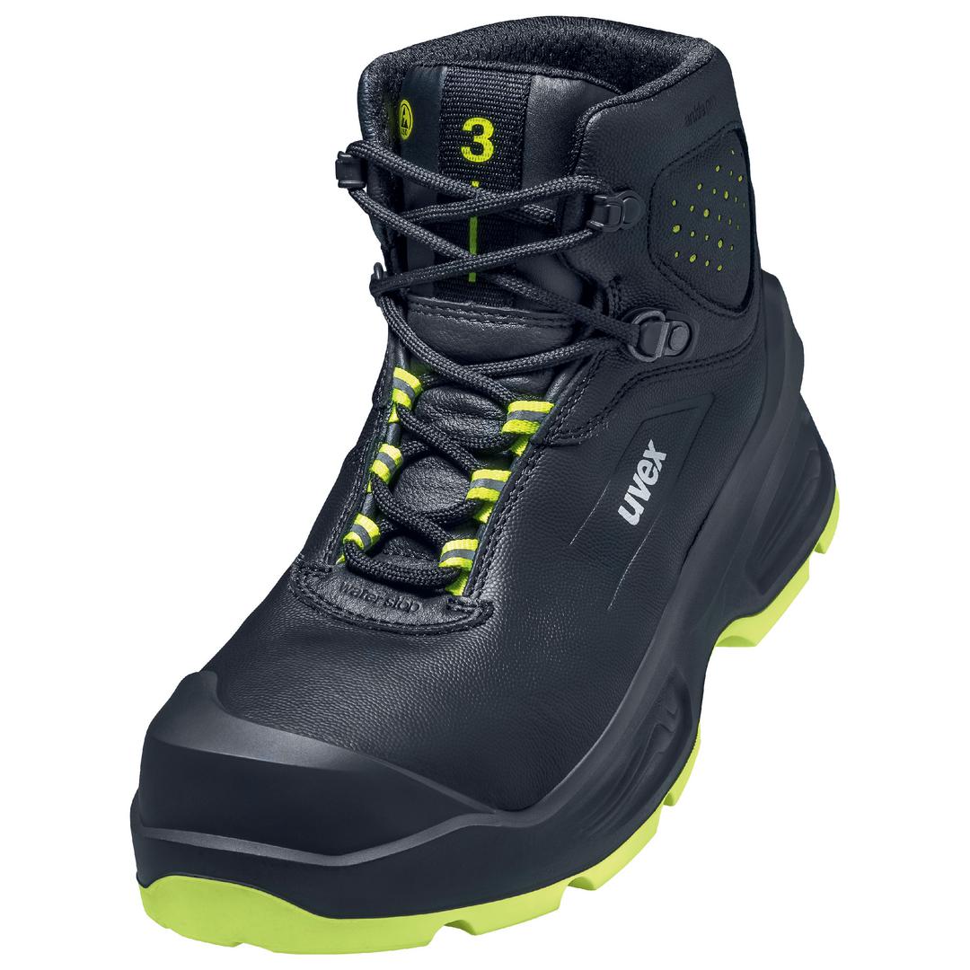 uvex Uvex 3 Black, Yellow Composite Toe Capped Unisex Safety Boots 8, EU 42 EN ISO 20345:2011