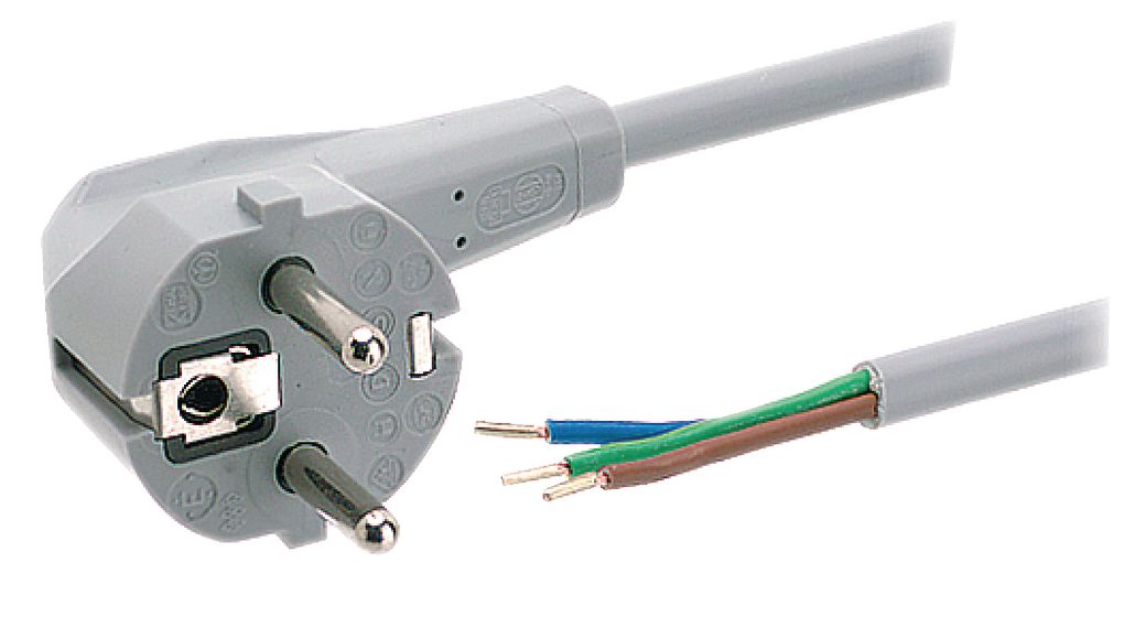 Feller, 2.5 m 3 Core Power Cable, Grey Polyvinyl Chloride 70 °C