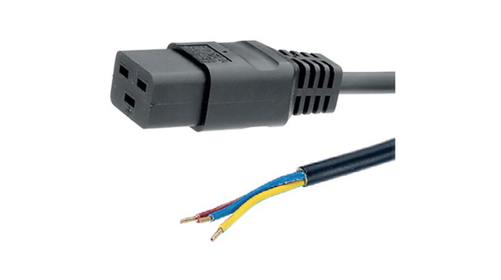 Feller, 2.5 m 3 Core Power Cable, Black Polyvinyl Chloride 70 °C