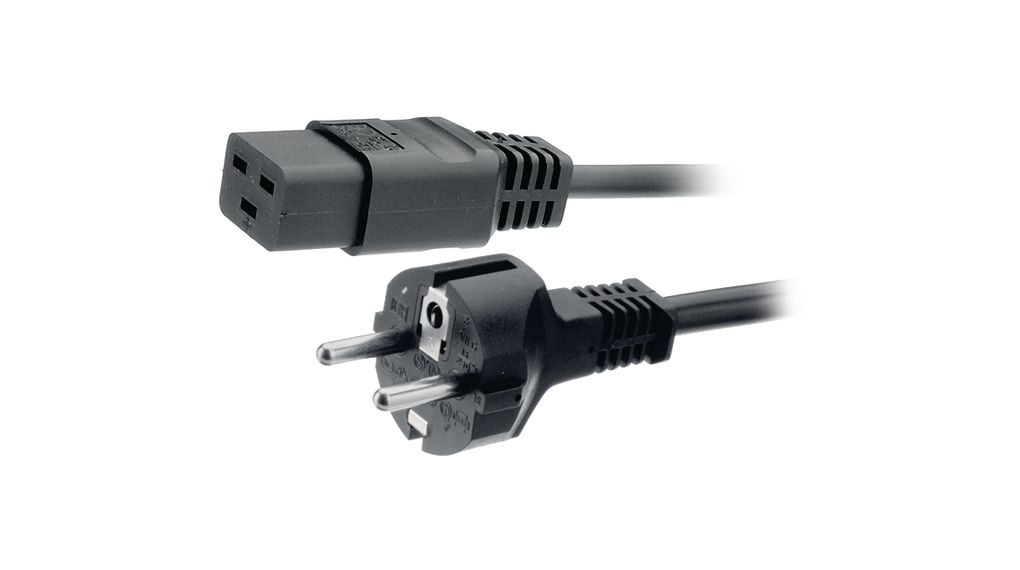 Feller VIIG-H05VVF3G150-C19, 2.5 m 3 Core Power Cable, Black Polyvinyl Chloride 70 °C