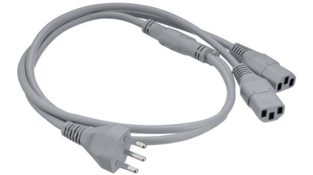 Feller, 1 m 3 Core Power Cable, Grey Polyvinyl Chloride 70 °C