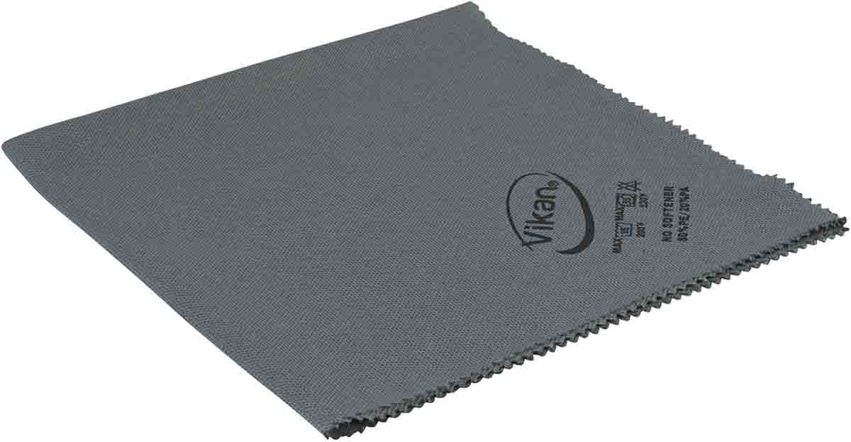 Vikan Microfibre Lustre cloth Grey Microfibre Cloths for General Cleaning, Dry/Wet Use, Box of 5 Per Pack, 400 x 400 mm,