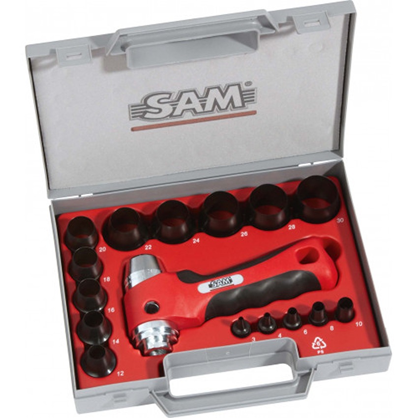 SAM , 16 Piece Punch Kit, 3 to 30 mm, kit contents: Joint Cutter, Hand Operation
