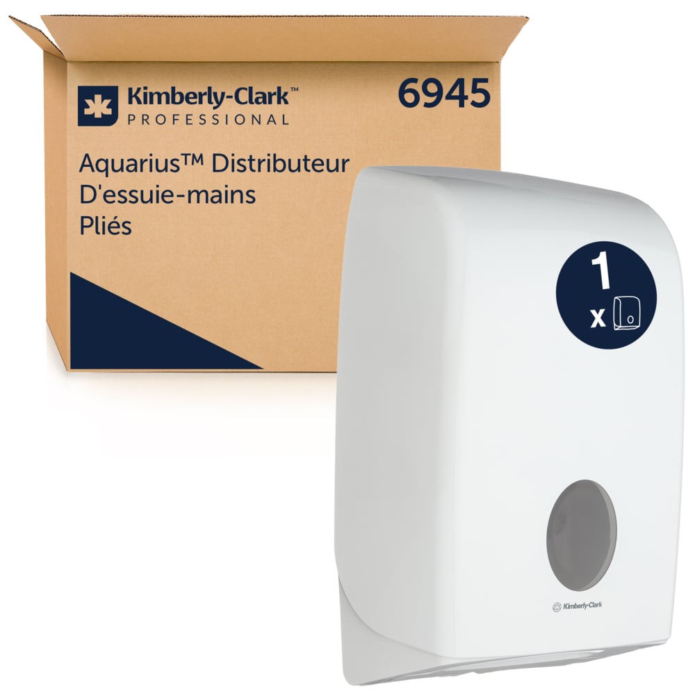Aquarius Plastic White Wall Folded Towel Hand Towel Dispenser, 274 mm x 418 mm x 39.9cm