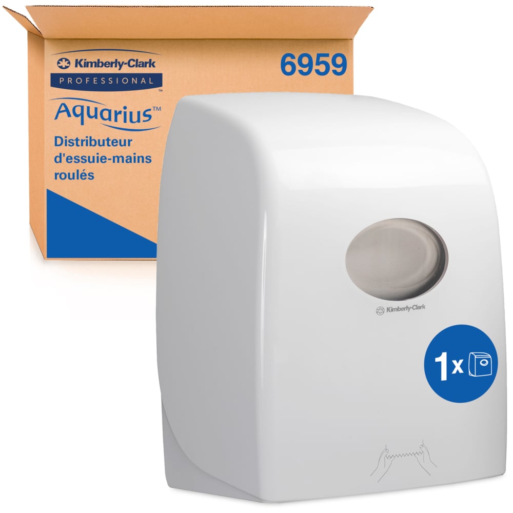 Aquarius Plastic White Wall Rolled Hand Towel Hand Towel Dispenser, 436 mm x 252 mm x 32.6cm