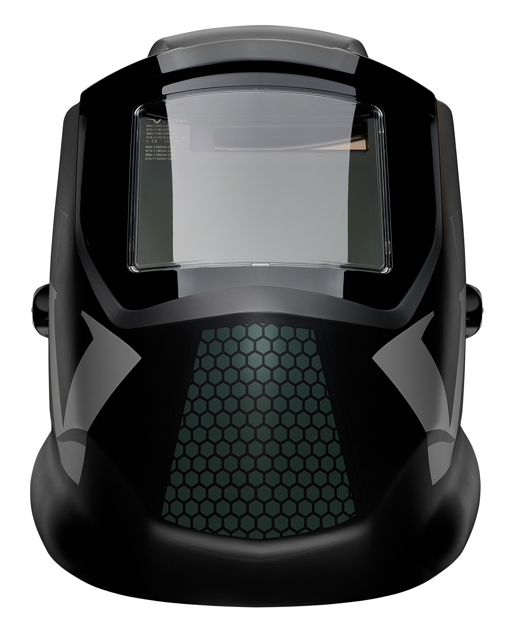 695l000000 Univet MASTR Replaceable Laser Welding Helmet, Shade 4 to 8, Shade 9 to 13 Auto Darkening Lens Adjustable Headband