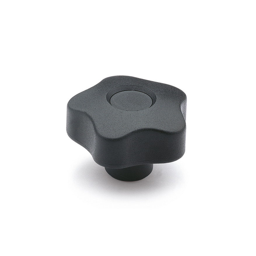 Elesa 69762-C9 Black Polypropylene Technopolymer Fluted Knob Knob, M10, Threaded Through Hole