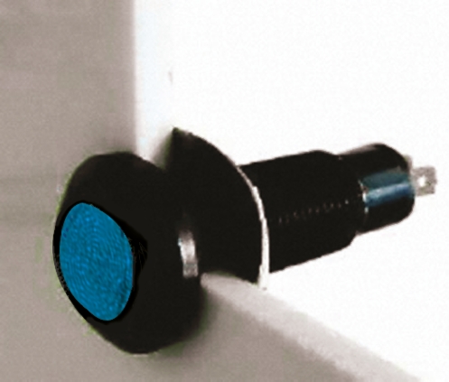 Marl Blue Panel Mount Indicator, 12V, 28 V, Solder Tab Termination, IP67