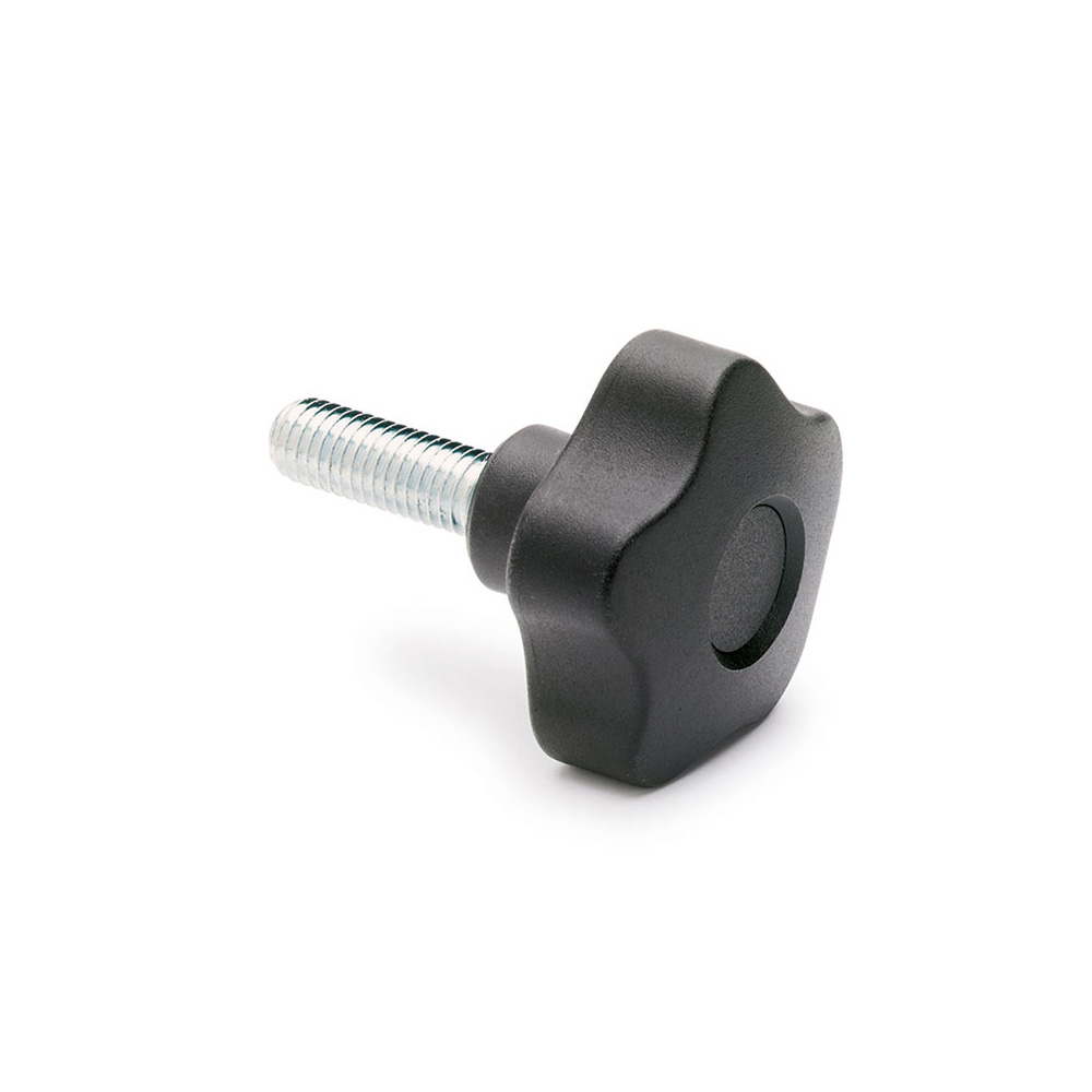 Elesa 69833-C9 Black Polypropylene Based Technopolymer Fluted Knob Knob, 25 mm, Threaded Stud