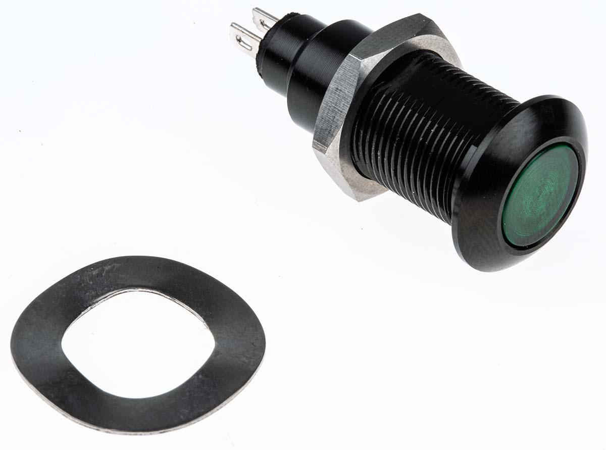 Marl 699 Series Series Panel Mount LED Indicator, Green Panel Mount Indicator, Solder Tab Termination 28V dc 16 mA,