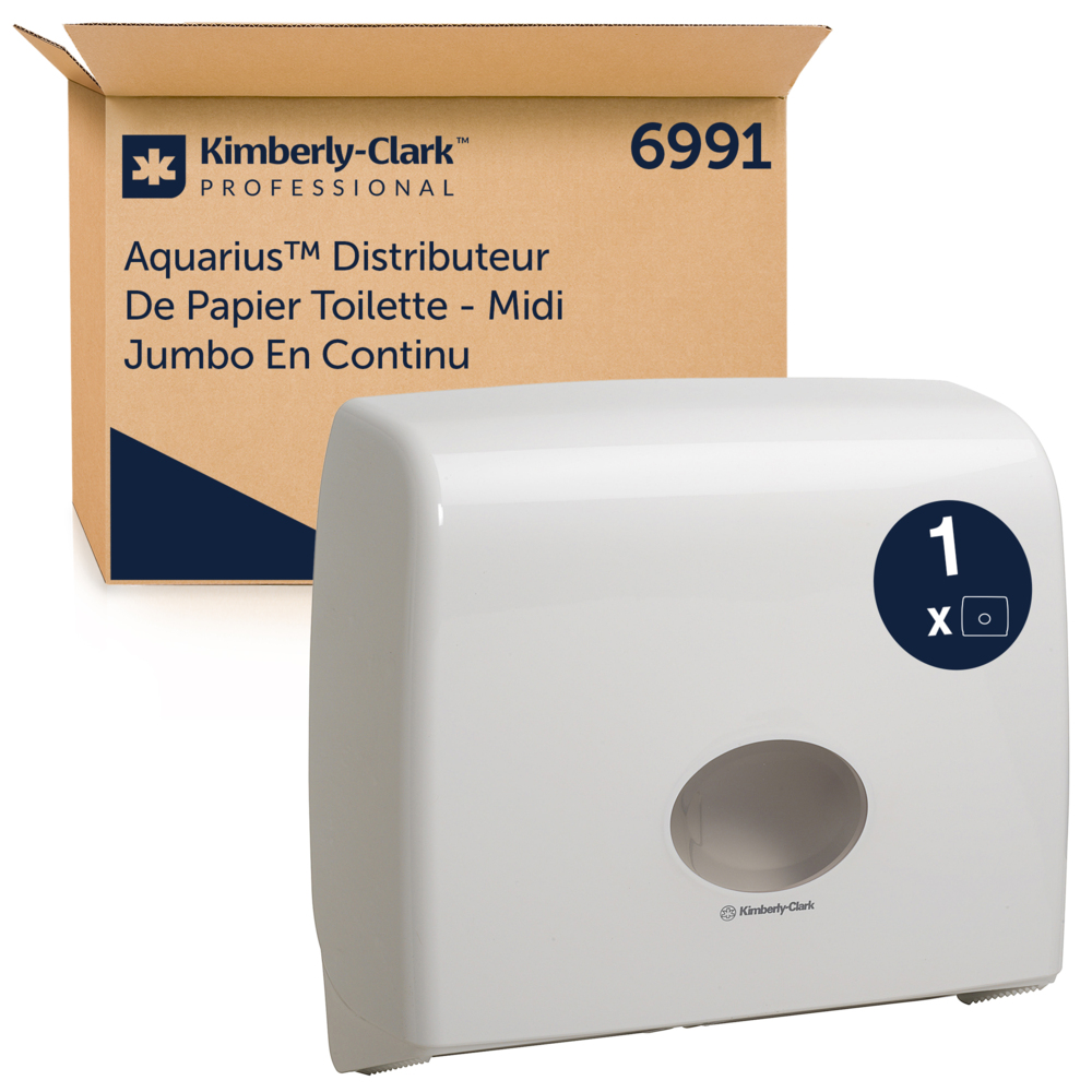 Aquarius White Plastic Toilet Roll Dispenser, 445 mm x 129 mm x 380mm