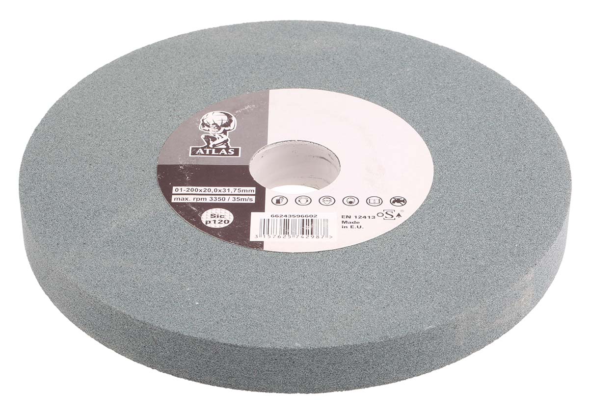 Norton Silicon Carbide, 200 mm Diameter, P120 Grit, Fine