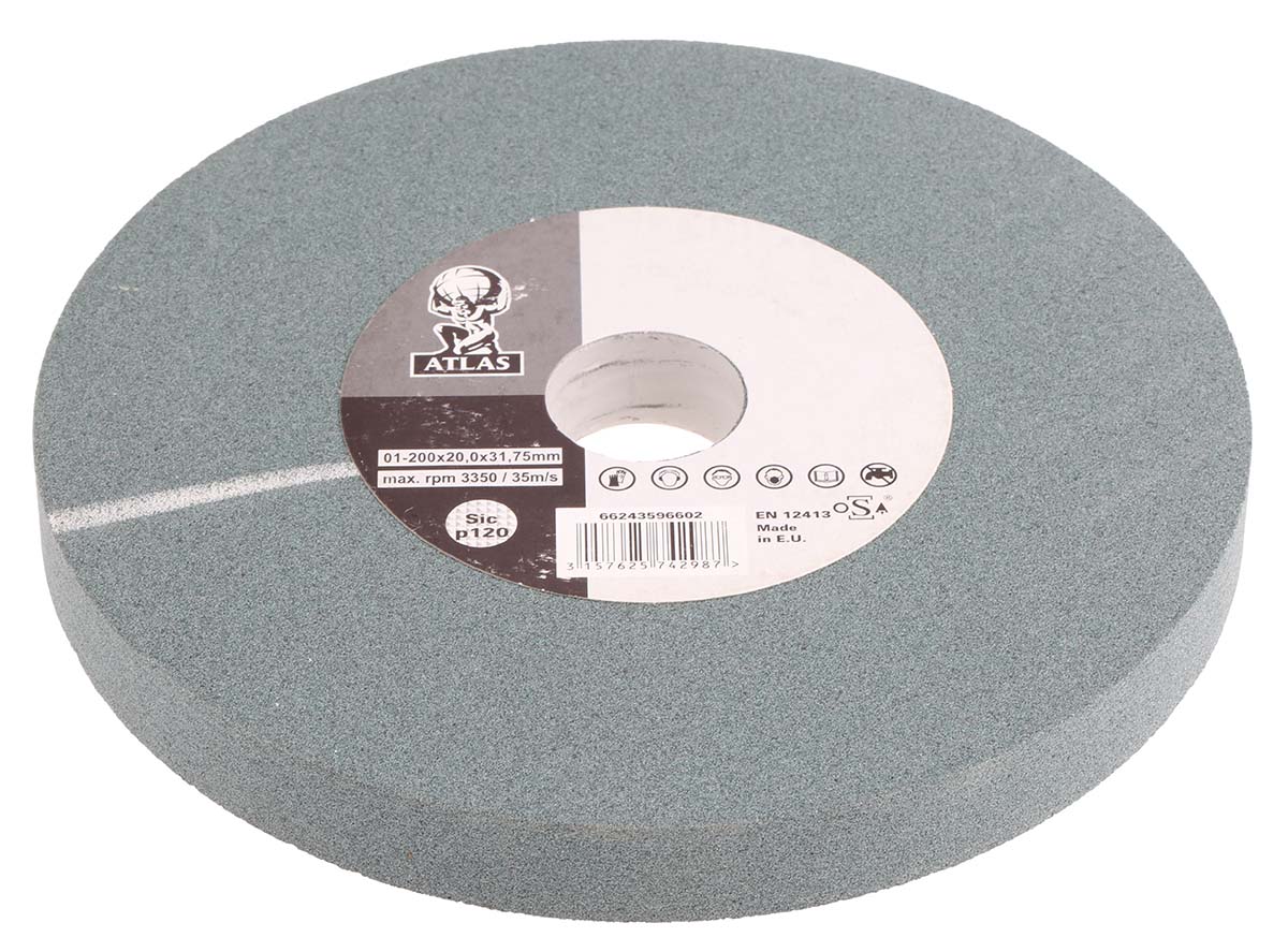69936623796 Norton Silicon Carbide, 200 mm Diameter, P120 Grit, Fine