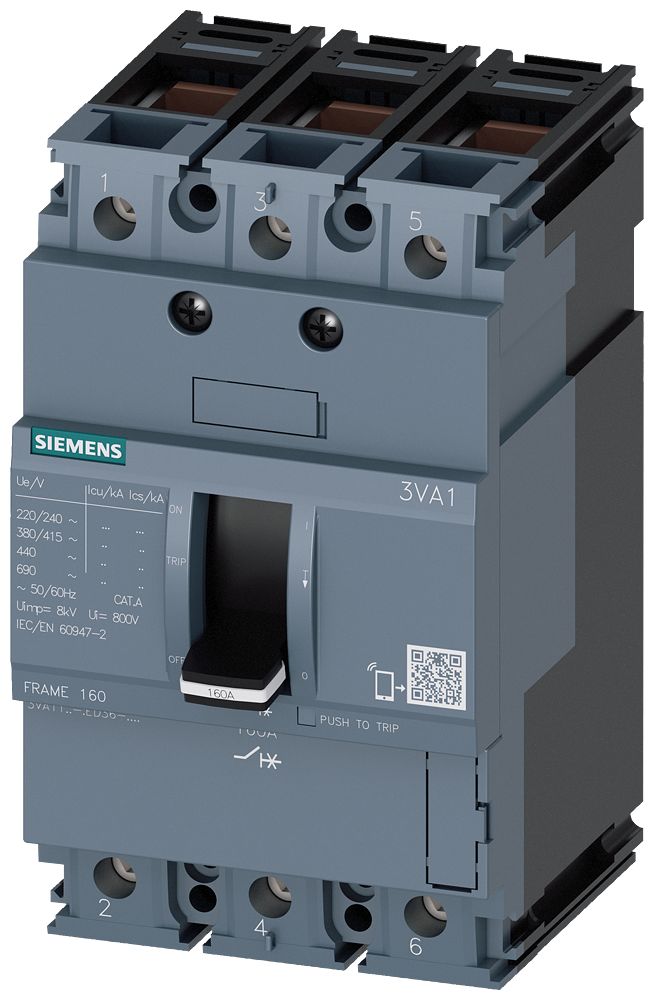 Siemens, SENTRON Circuit breaker 3P 125A, DIN Rail Mount