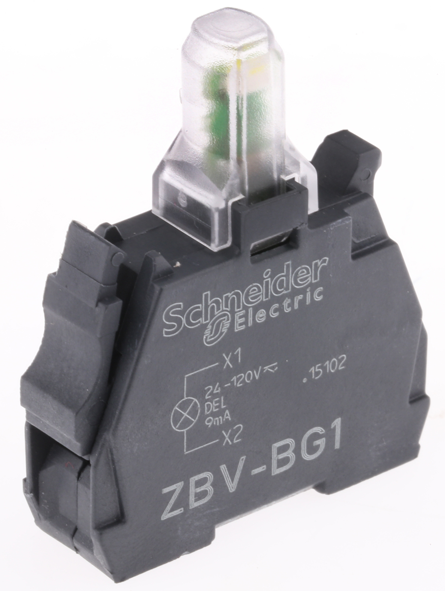 zbvbg1 Schneider Electric ZBVBG1, XB4 XB5 Light Block LED White 24 → 120 V Screw Terminal