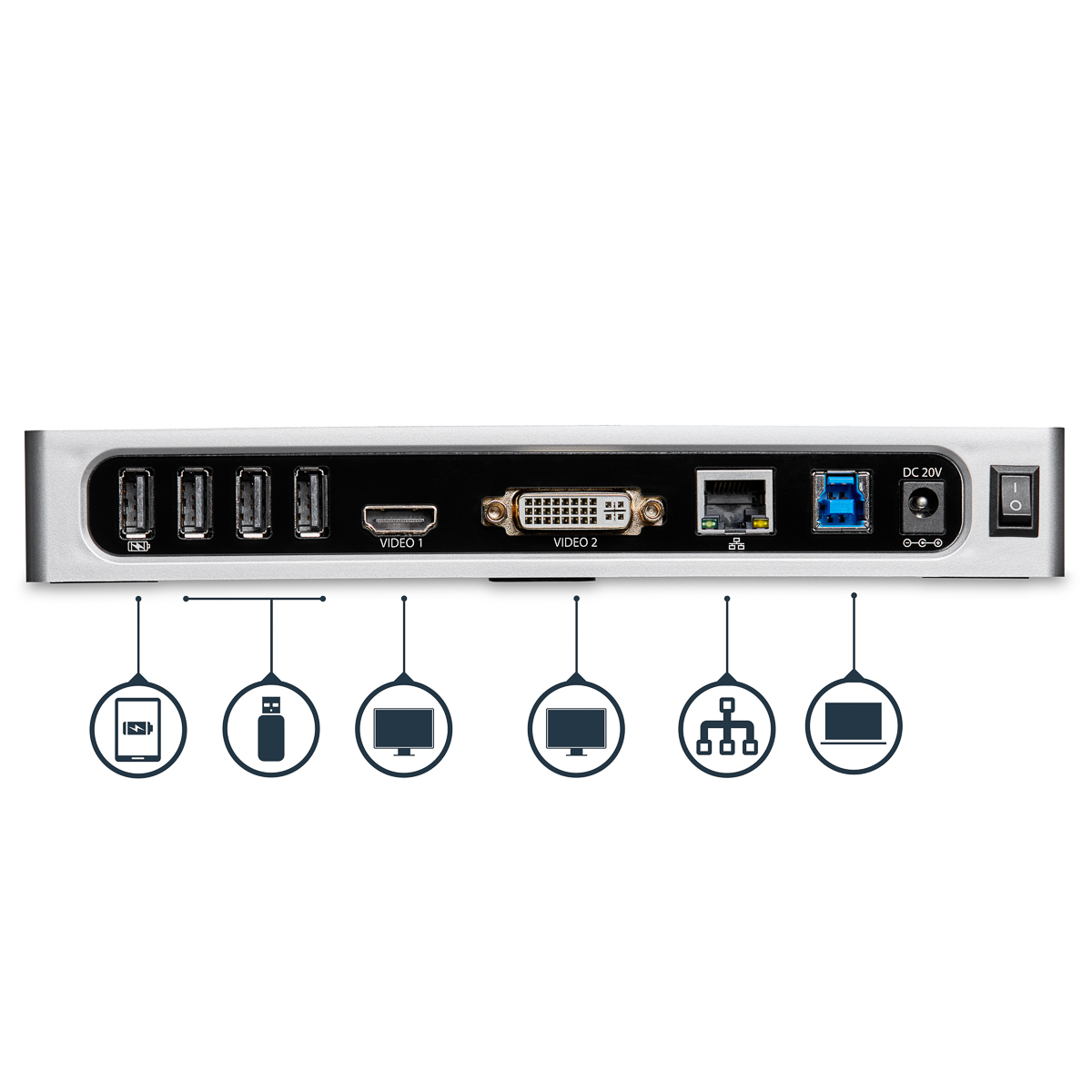 dk30add StarTech.com Dual Monitor USB 3.0 Docking Station with DVI, HDMI, VGA - 6 x USB ports, USB C