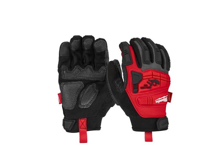 Milwaukee Impact Demolition Red Nylon, Synthetic Leather Glove, Size 9