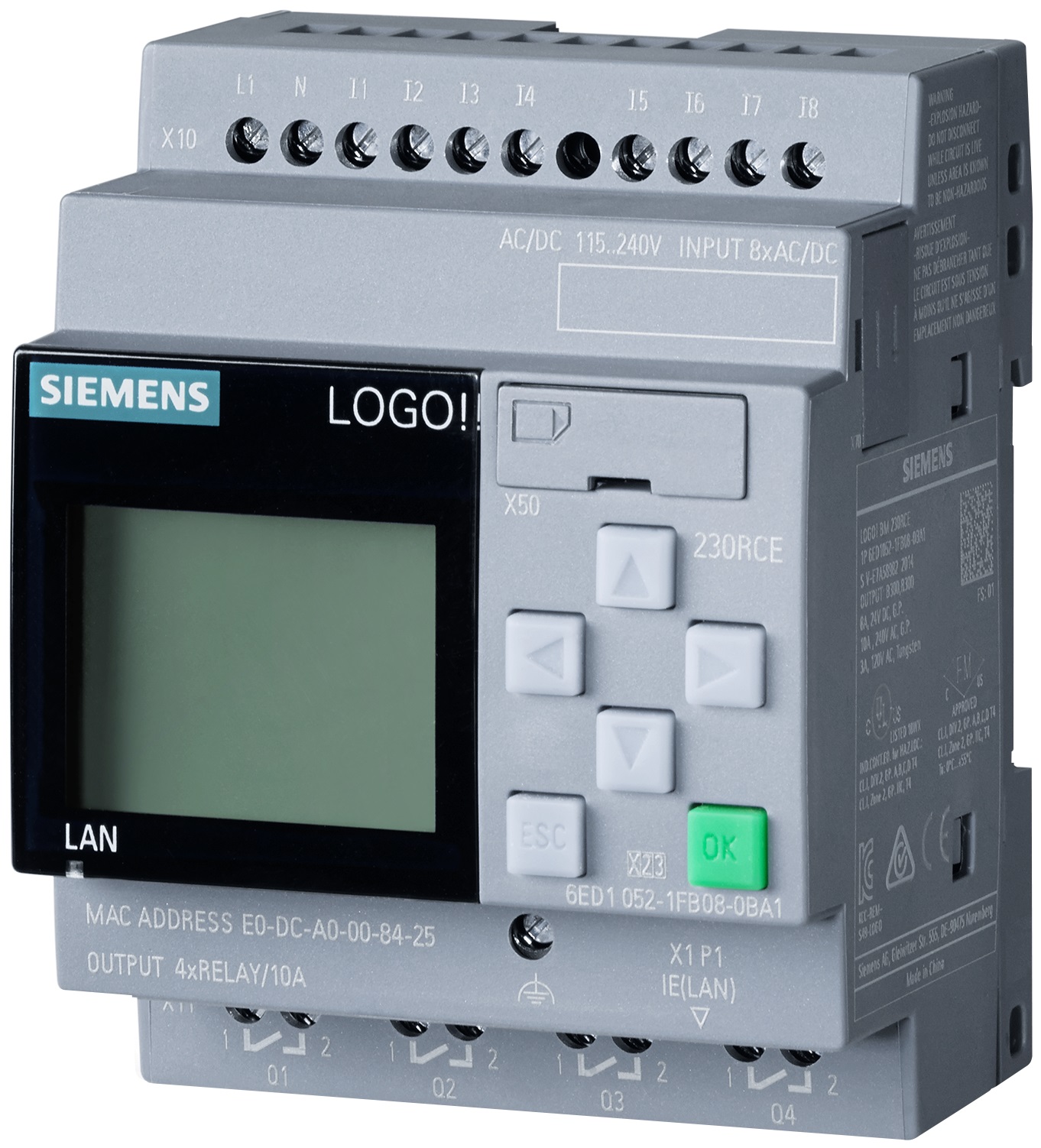 Siemens 230RCE Series Controller, Relay Output, 8-Input, Digital Input