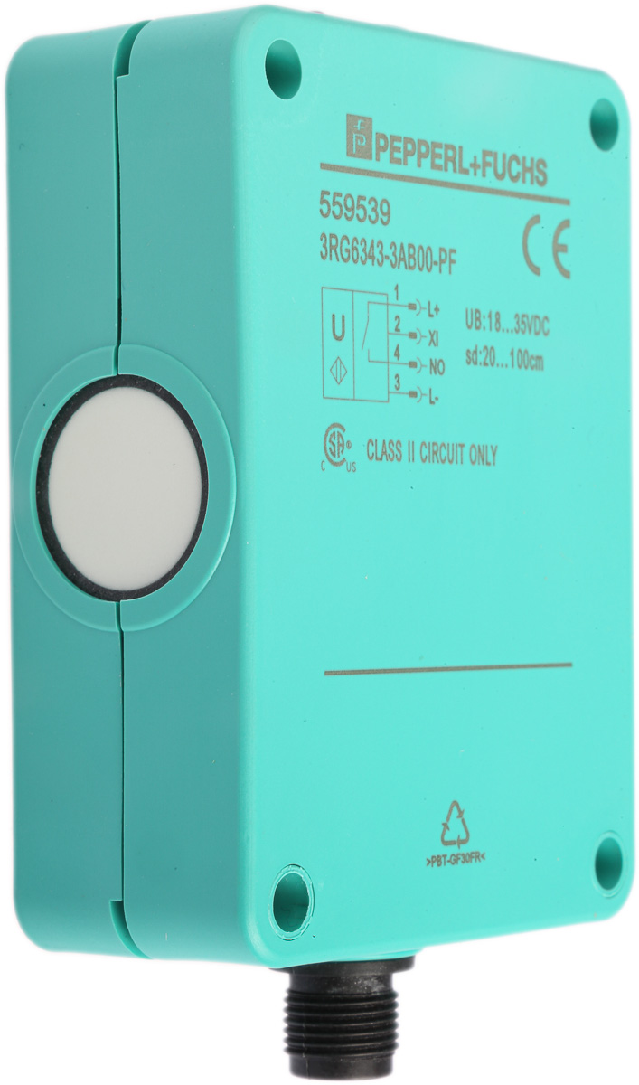 Pepperl + Fuchs Ultrasonic Block Proximity Sensor, 1 m Detection, PNP NO, 10 → 35 V dc