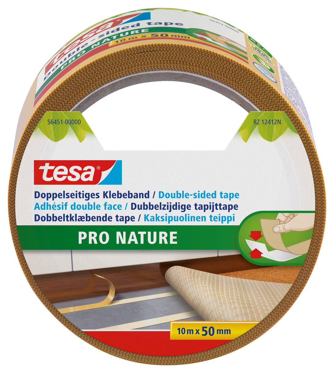Tesa 56451 White Double Sided Tape, 0.175mm Thick, Natural Rubber Backing, 50mm x 10m