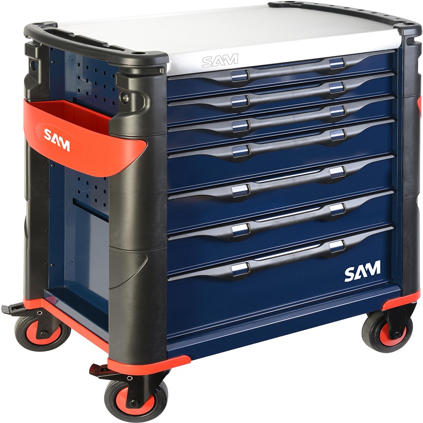 SAM 7 Drawer Stainless Steel Wheeled Tool Trolley