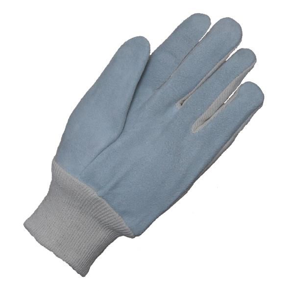 Liscombe Grey Cotton Cotton, Leather Work Gloves, Size 9, Chrome Cotton Coating