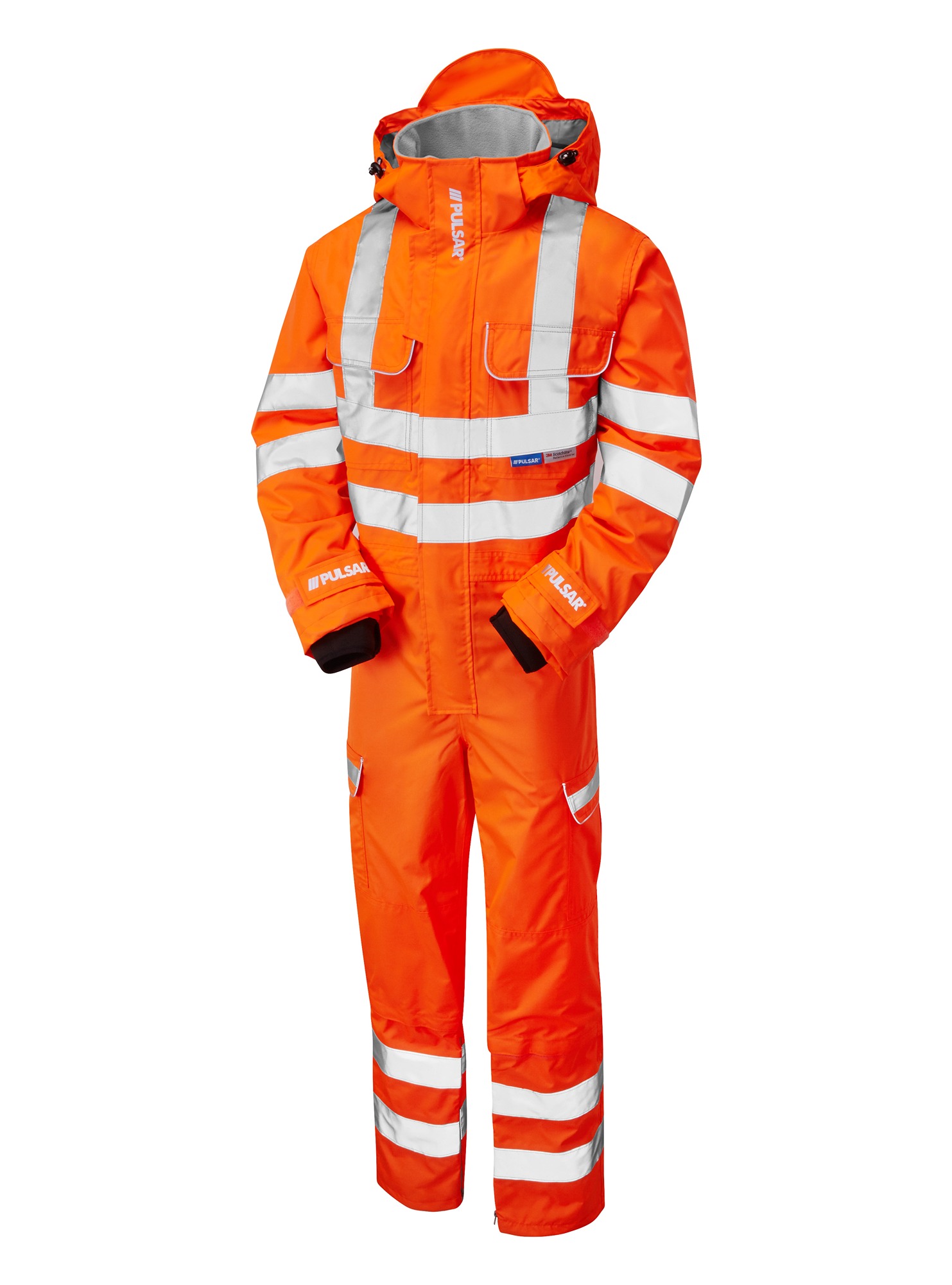 pr505r-r-l PULSAR Orange Reusable Hi Vis Overalls, L