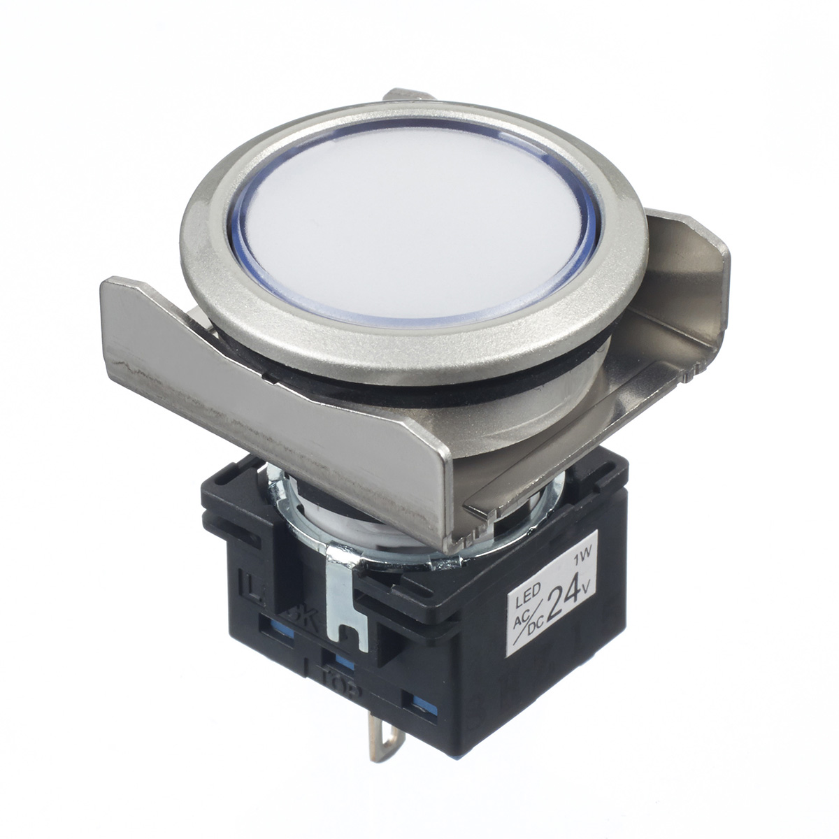 Idec, Flush Mount White Pilot Light, 26mm Cutout, IP65, Round, 24V ac/dc