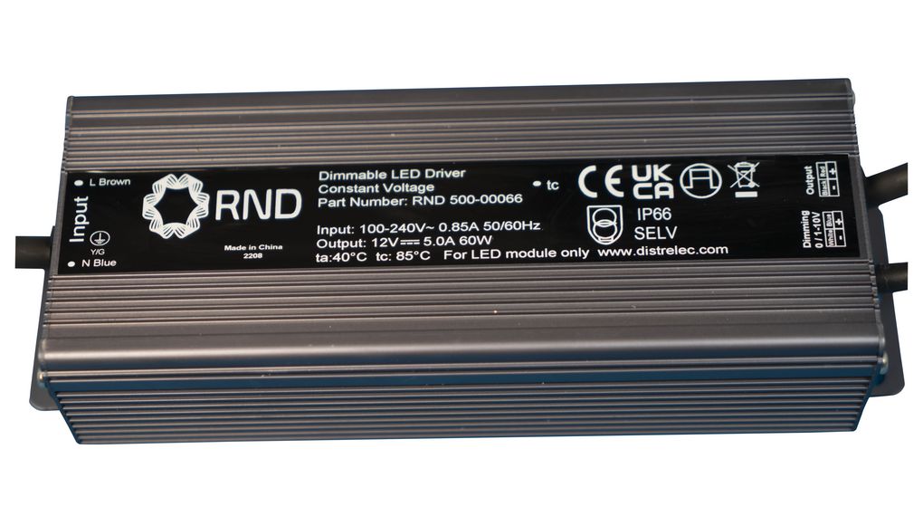 RND LED Driver, 12V Output, 60W Output, 5A Output, Constant Voltage