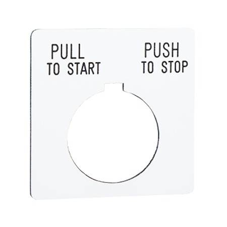 Schneider Electric Blank Legend Plate for Use with Push Button, Pull to Start, Push to Stop