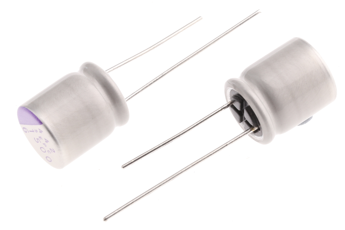 Panasonic 1.5 mF Through Hole Polymer Capacitor, 6.3V dc