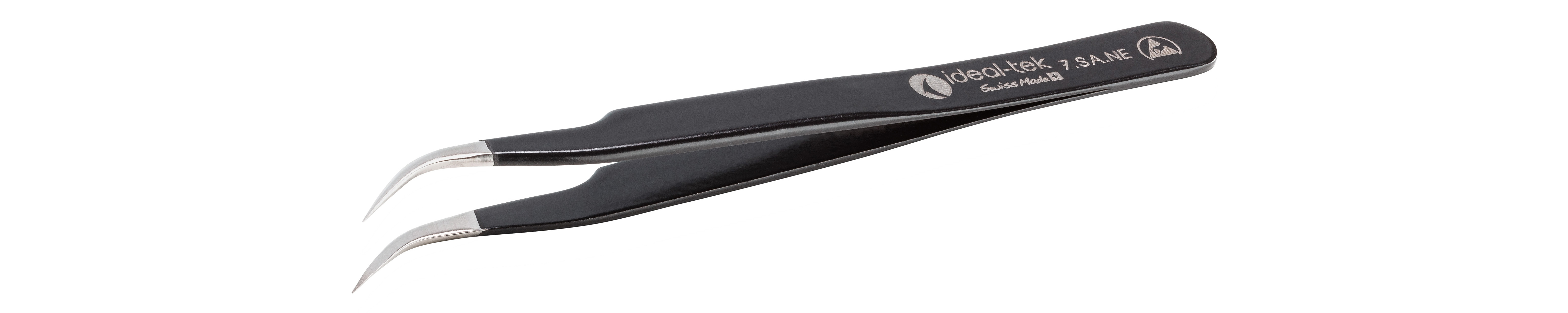 ideal-tek 115mm Stainless Steel Fine, Curved ESD Safe Tweezer