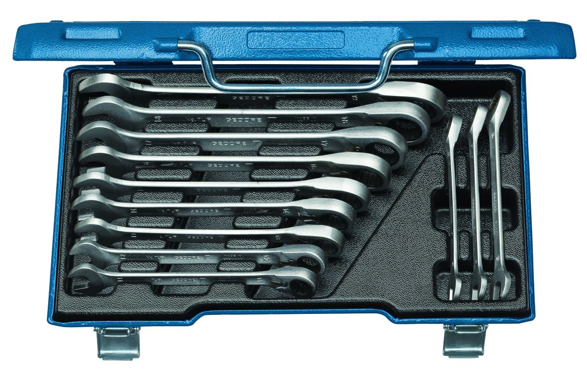 Gedore 12-Piece Spanner Set, 8 to 19 mm, Vanadium Steel