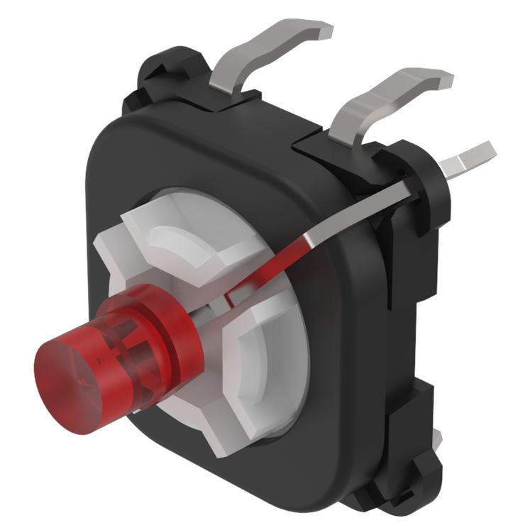 EAO 70 Series Illuminated Push Button Switch, Momentary, PCB, 2.5 Cutout, 1 NO, Red LED, 42 V dc