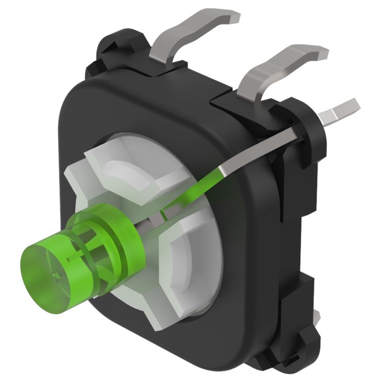 EAO 70 Series Illuminated Push Button Switch, Momentary, PCB, 2.5 mm Cutout, 1 NO, Green LED, 42 V dc 42 V ac
