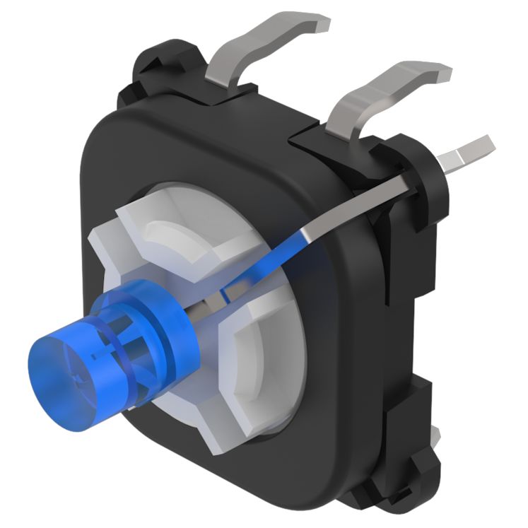 EAO 70 Series Illuminated Push Button Switch, Momentary, PCB, 2.5 Cutout, 1 NO, Blue LED, 42 V dc