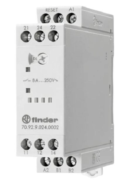 Finder NFC Monitoring Relay, 1 Phase, DPDT-2 CO, DIN Rail, 24 V dc 230 V ac