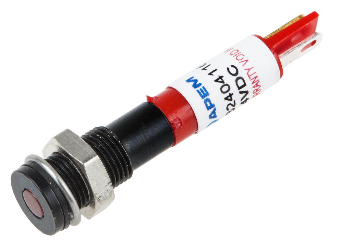 RS PRO Red Panel Mount Indicator, 24V dc, Solder Tab Termination, IP67