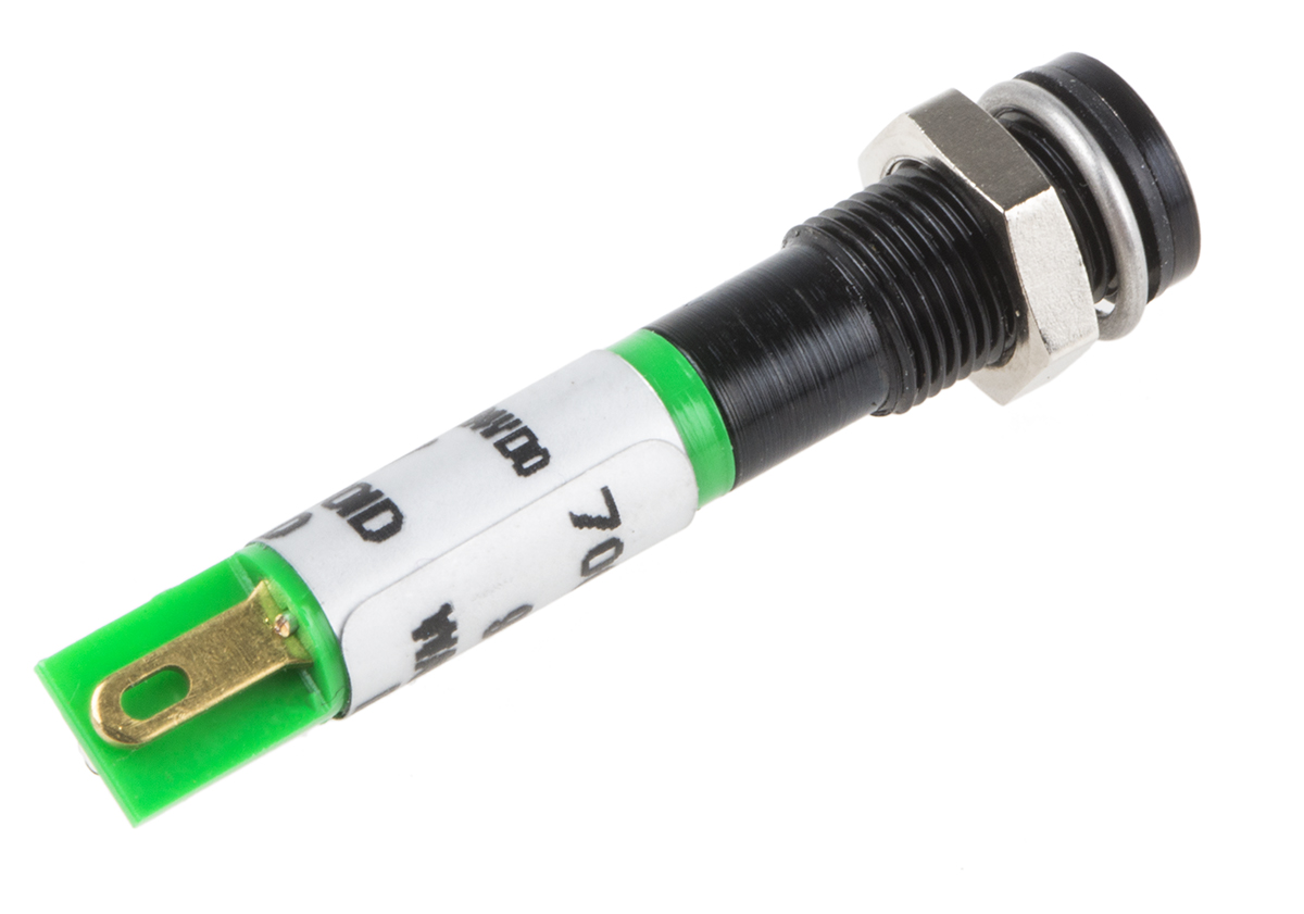 700-1634 RS PRO Green Panel Mount Indicator, 24V dc, Solder Tab Termination, IP67