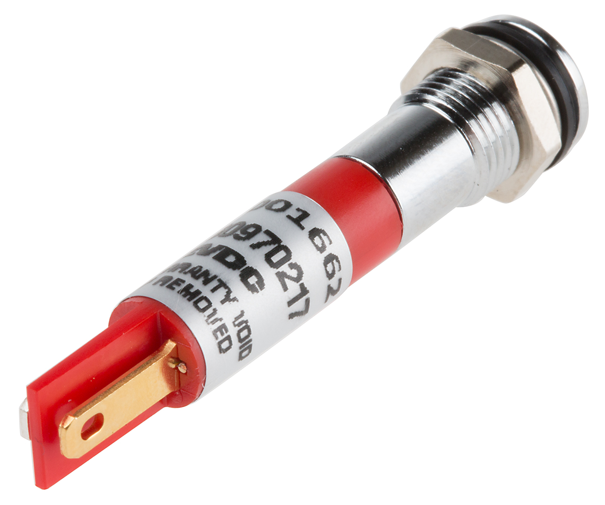 700-1662 RS PRO Red Panel Mount Indicator, 12V dc, Solder Tab Termination, IP67