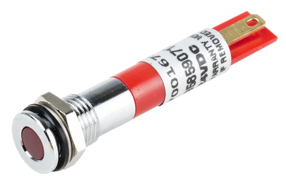 RS PRO Red Panel Mount Indicator, 24V dc, Solder Tab Termination, IP67