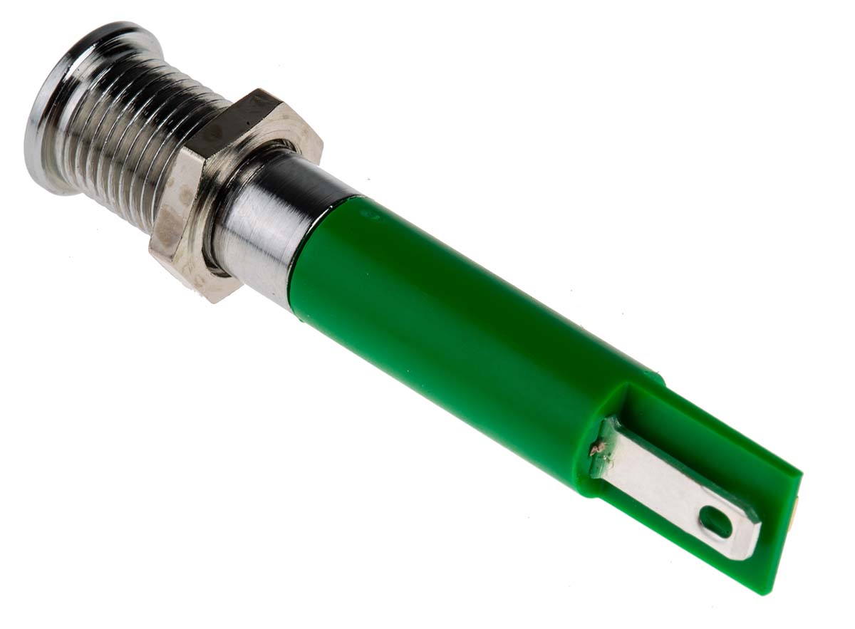 700-1684 RS PRO Green Panel Mount Indicator, 24V dc, Solder Tab Termination, IP67