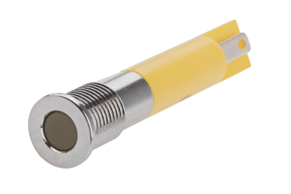 RS PRO Yellow Panel Mount Indicator, 24V dc, Solder Tab Termination, IP67