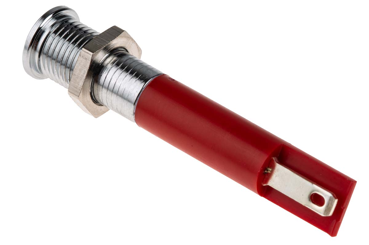 700-1693 RS PRO Red Panel Mount Indicator, 220V ac, Solder Tab Termination, IP67