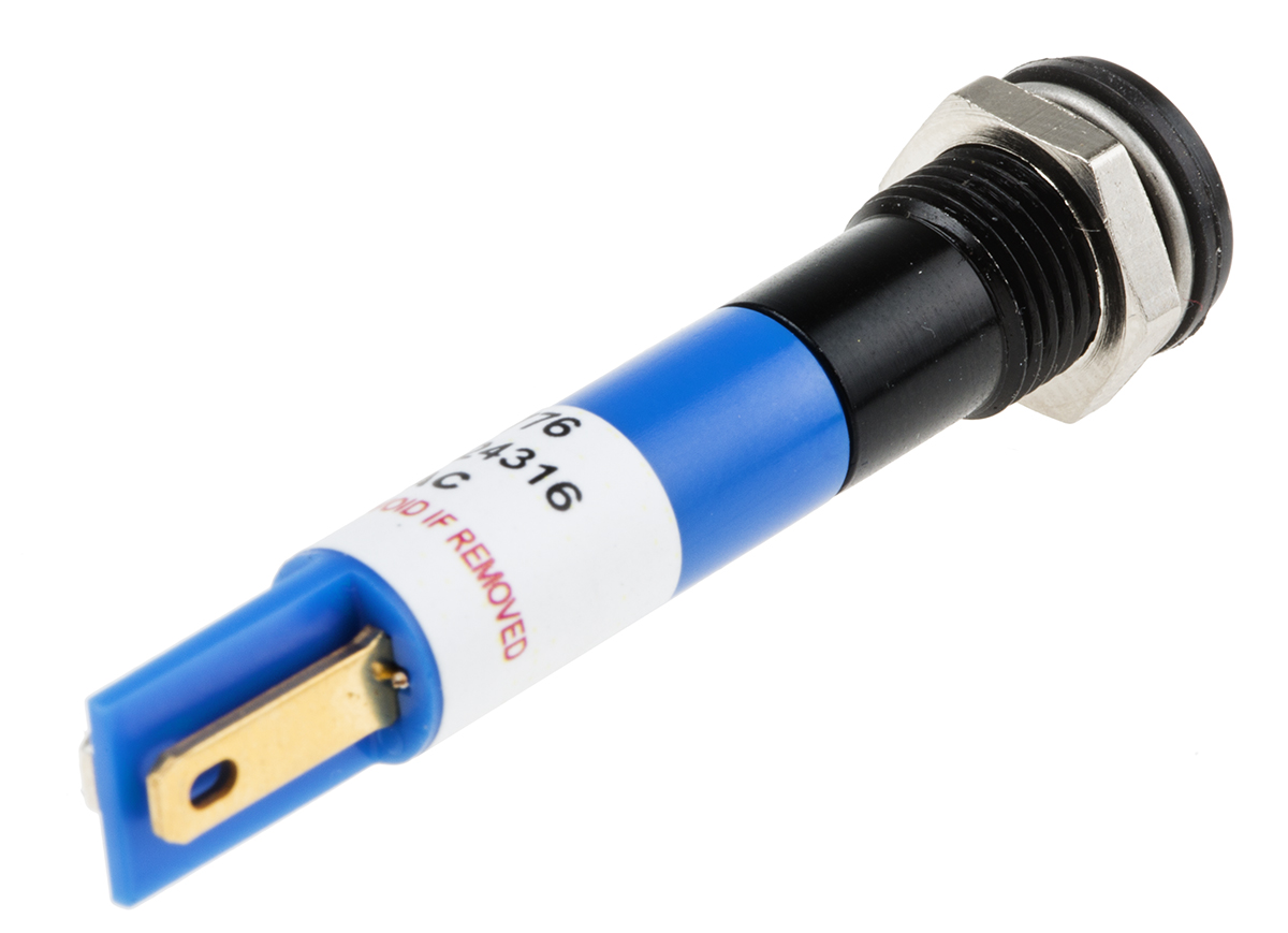 700-1776 RS PRO Blue Panel Mount Indicator, 220V ac, Solder Tab Termination, IP67