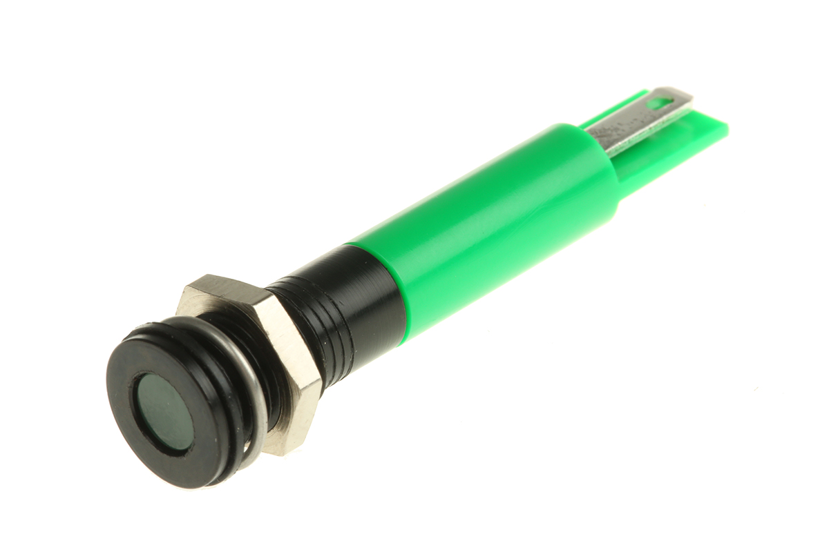 RS PRO Green Panel Mount Indicator, 220V ac, Solder Tab Termination, IP67
