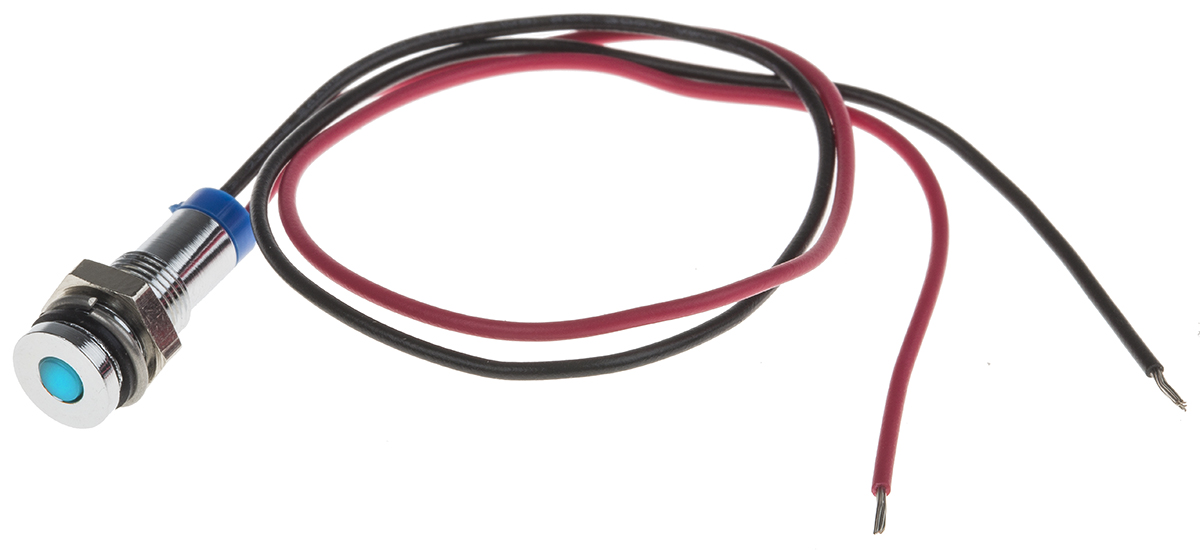 RS PRO Blue Panel Mount Indicator, 2V dc, Lead Wire Termination, IP67