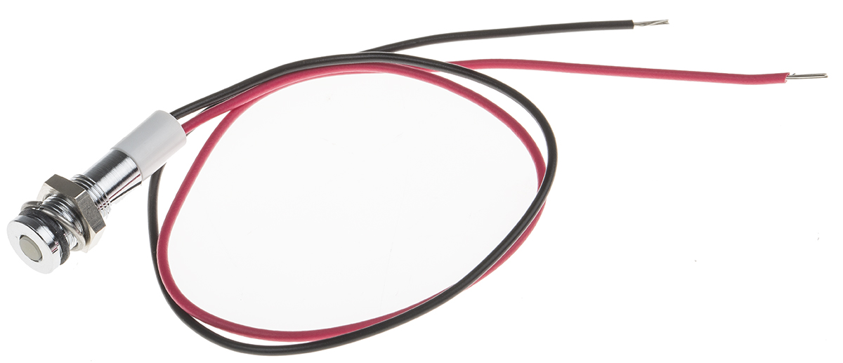 RS PRO White Panel Mount Indicator, 12V dc, Lead Wire Termination, IP67
