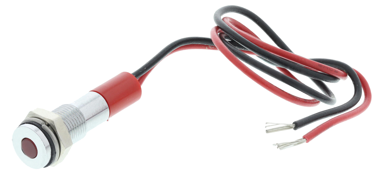 RS PRO Red Panel Mount Indicator, 24V dc, Lead Wire Termination, IP67